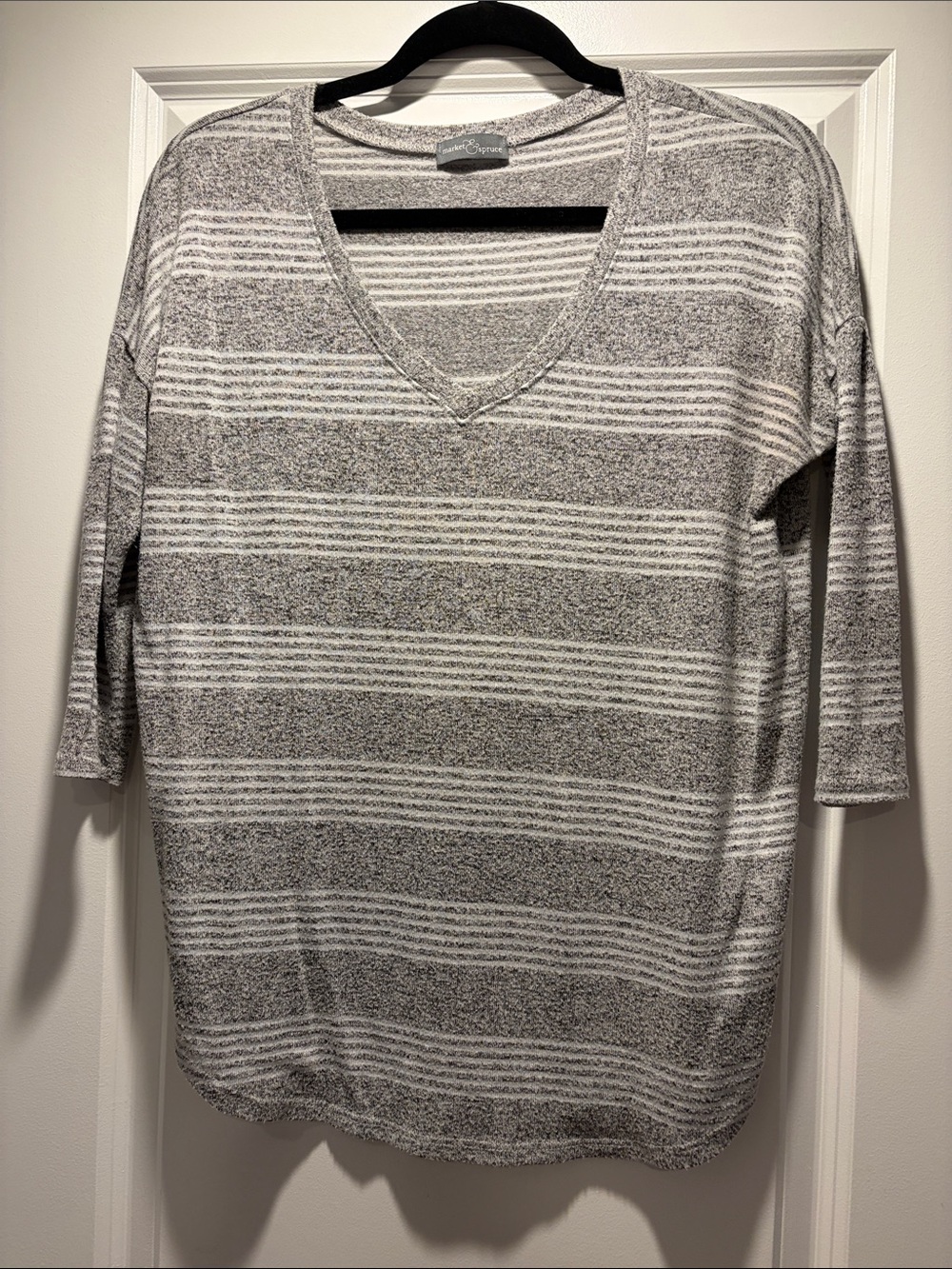 Grey stripped 3/4 length shirt